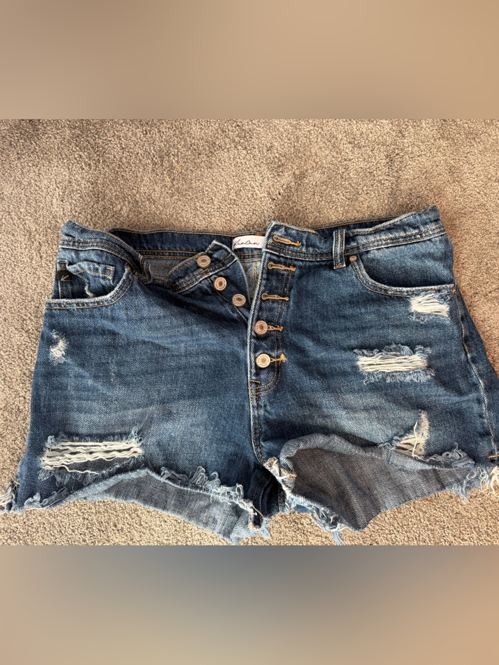 KanCan High-Rise Distressed Women's Denim Shorts - Blue